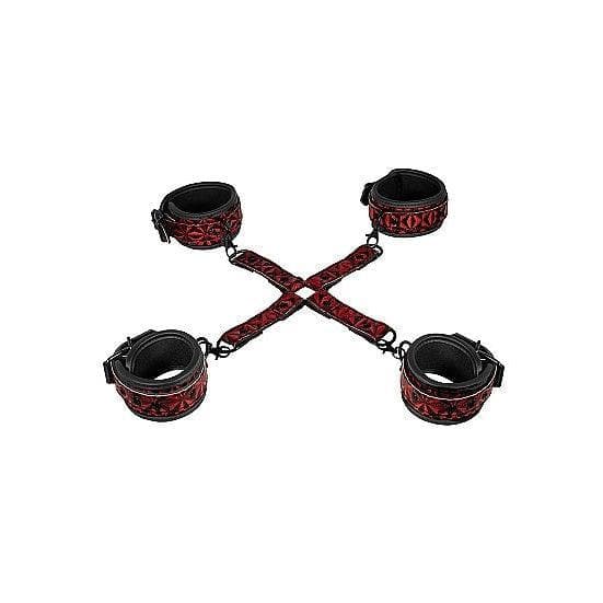 Shots Ouch! Luxury Adjustable Hogtie Set Burgundy - Romantic Blessings