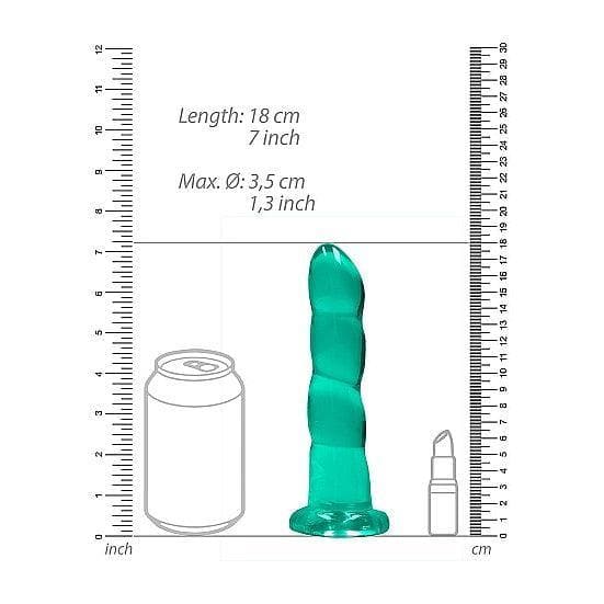 Shots RealRock Crystal Clear Non-Realistic 7 in Twisted Dildo With Suction Cup Turquoise - Romantic Blessings