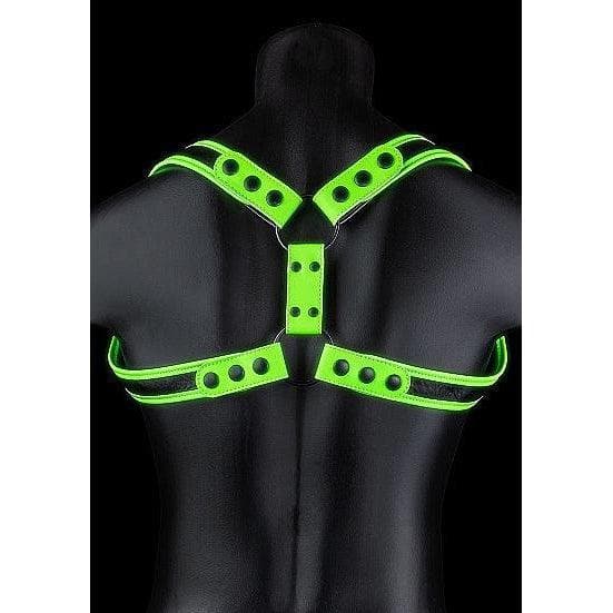 Shots Ouch! Glow in the Dark Bonded Leather Sling Harness Neon Green - Romantic Blessings