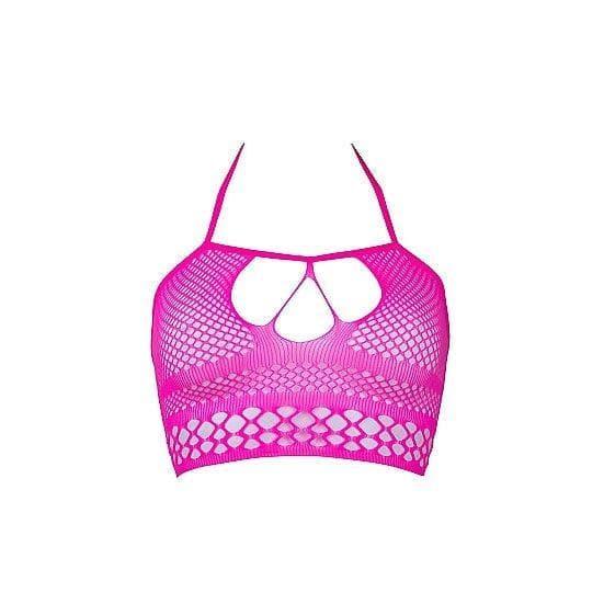Shots Le Desir Bliss Strappy Fishnet Halter Top Pink - Romantic Blessings