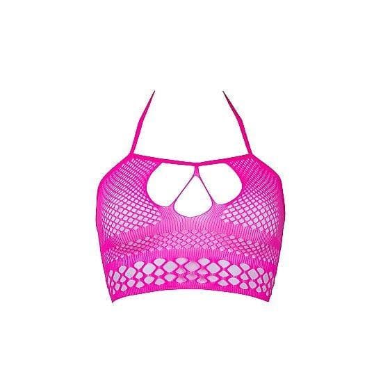 Shots Le Desir Bliss Strappy Fishnet Halter Top Pink - Romantic Blessings