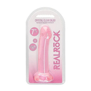 Shots RealRock Crystal Clear Non-Realistic 7 in Dildo With Suction Cup Pink - Romantic Blessings