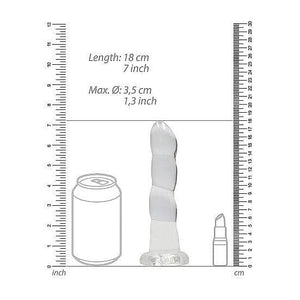 Shots RealRock Crystal Clear Non-Realistic 7 in Twisted Dildo With Suction Cup Clear - Romantic Blessings
