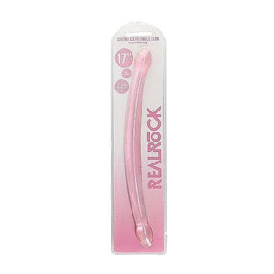 Shots RealRock Crystal Clear Non-Realistic 17 in Double Dildo Pink - Romantic Blessings