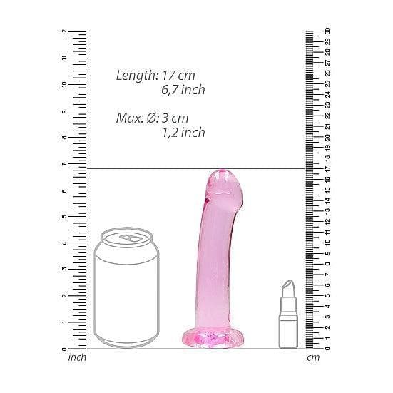 Shots RealRock Crystal Clear Non-Realistic 7 in Dildo With Suction Cup Pink - Romantic Blessings