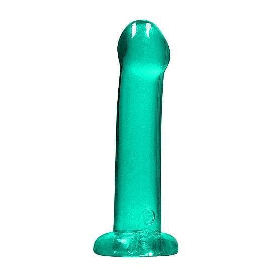 Shots RealRock Crystal Clear Non-Realistic 7 in Dildo With Suction Cup Turquoise - Romantic Blessings