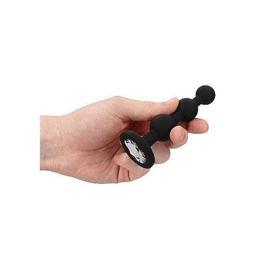 Ouch! Silicone Beaded Diamond Butt Plug Black - Romantic Blessings