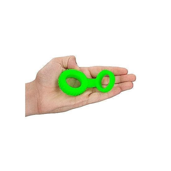 Shots Ouch! Glow in the Dark Penis Ring & Ball Strap Neon Green - Romantic Blessings
