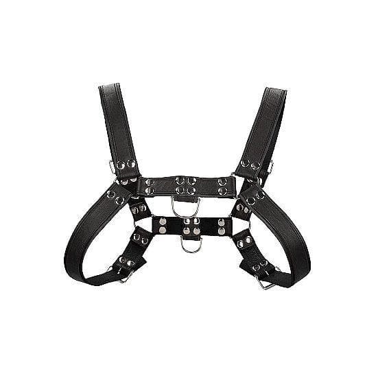Shots Ouch! Bonded Leather Chest Bulldog Harness Black - Romantic Blessings
