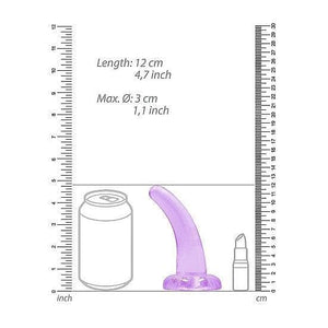 Shots RealRock Crystal Clear Non-Realistic 5 in Curved Dildo With Suction Cup Purple - Romantic Blessings