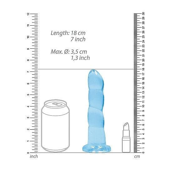 Shots RealRock Crystal Clear Non-Realistic 7 in Twisted Dildo With Suction Cup Blue - Romantic Blessings