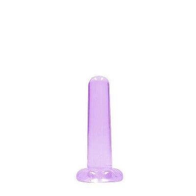 Shots RealRock Crystal Clear Non-Realistic 5 in Straight Dildo With Suction Cup Purple - Romantic Blessings