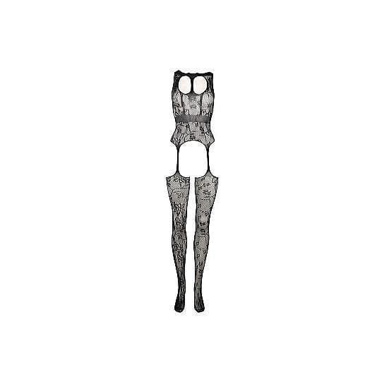 Shots Le Desir Lace Suspender Bodystocking With Round Neck Black - Romantic Blessings