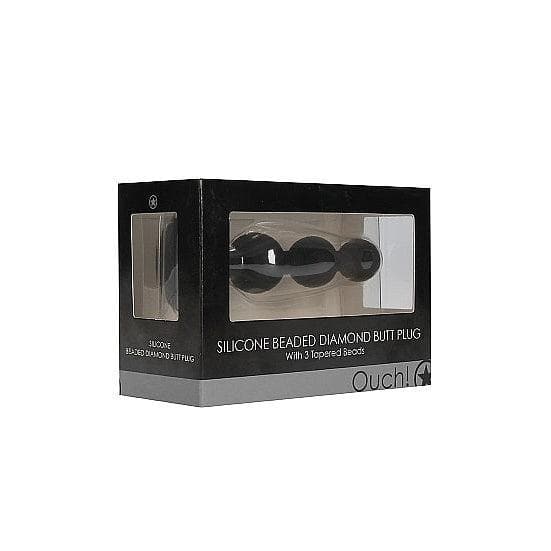 Ouch! Silicone Beaded Diamond Butt Plug Black - Romantic Blessings