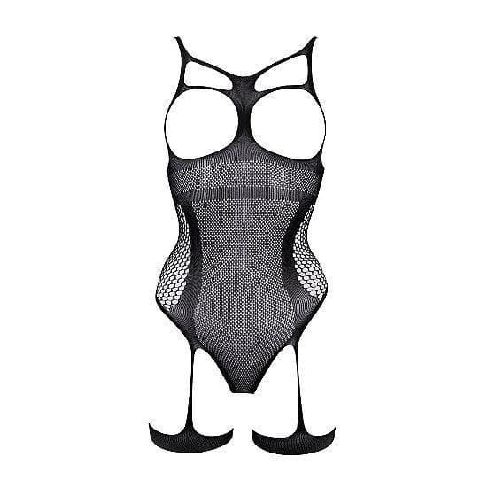 Shots Le Desir Bliss Open Cup Strappy Gartered Fishnet Teddy Black - Romantic Blessings