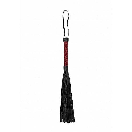 Shots Ouch! Luxury Diamond-Patterned Whip Flogger Burgundy - Romantic Blessings