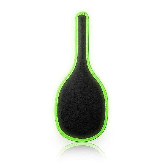 Shots Ouch! Glow in the Dark Bonded Leather Round Paddle Neon Green - Romantic Blessings