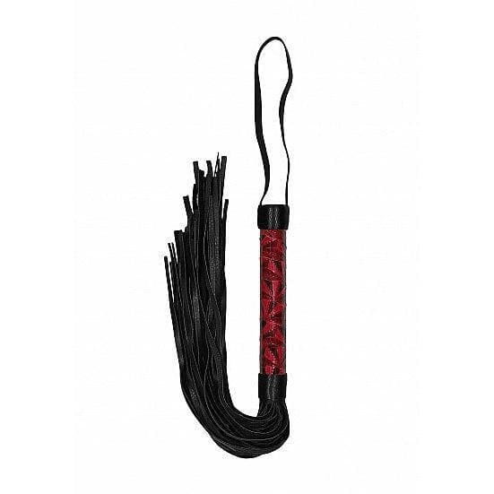 Shots Ouch! Luxury Diamond-Patterned Whip Flogger Burgundy - Romantic Blessings