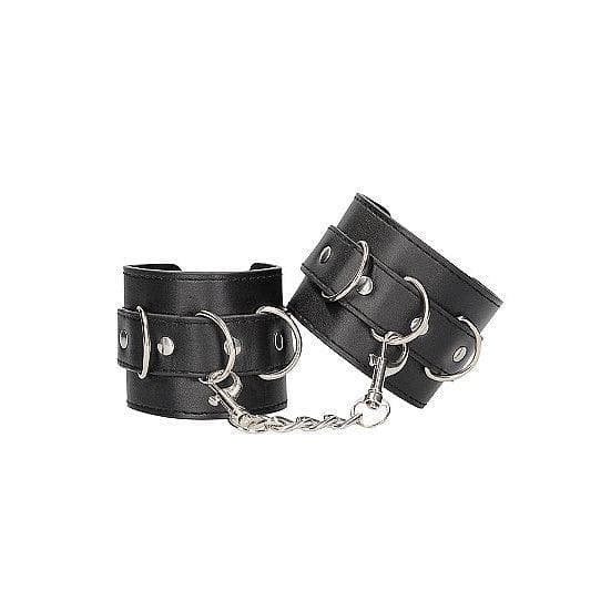 Shots Ouch! Black & White Adjustable Bonded Leather Wrist or Ankle Cuffs Black - Romantic Blessings