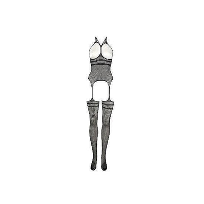 Shots Le Desir Strappy Suspender Open Cup Bodystocking Black - Romantic Blessings