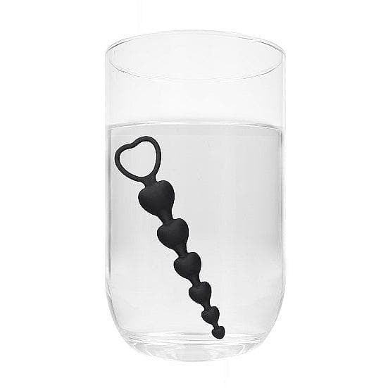 Shots Ouch! Silicone Anal Heart Beads Black - Romantic Blessings