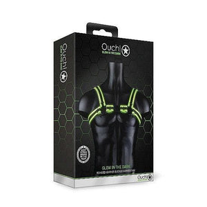Shots Ouch! Glow in the Dark Buckle Harness Neon Green - Romantic Blessings