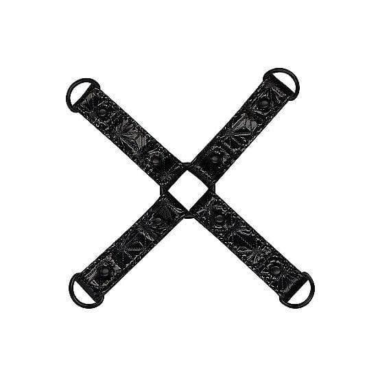 Shots Ouch! Luxury Adjustable Hogtie Set Black - Romantic Blessings