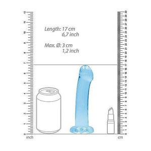 Shots RealRock Crystal Clear Non-Realistic 7 in Dildo With Suction Cup Blue - Romantic Blessings