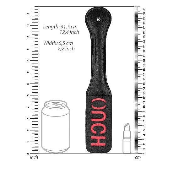 Shots Ouch! Black & White Bonded Leather 'Ouch' Paddle Black - Romantic Blessings