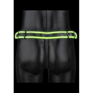 Shots Ouch! Glow in the Dark Bonded Leather Striped Jock Strap Neon Green - Romantic Blessings