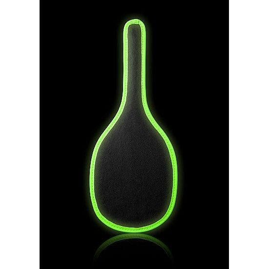 Shots Ouch! Glow in the Dark Bonded Leather Round Paddle Neon Green - Romantic Blessings