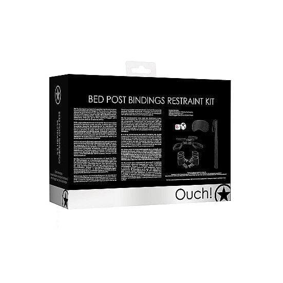 Shots Ouch! 6-Piece Bed Post Bindings Restraint Kit With Accessories Black - Romantic Blessings