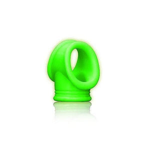 Shots Ouch! Glow in the Dark Penis Ring & Ball Sling Neon Green - Romantic Blessings