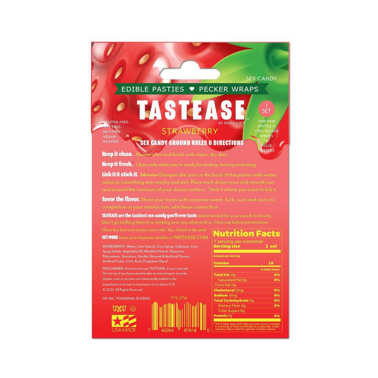 Tastease by Pastease Strawberry Candy Edible Pasties & Pecker Wraps - Romantic Blessings